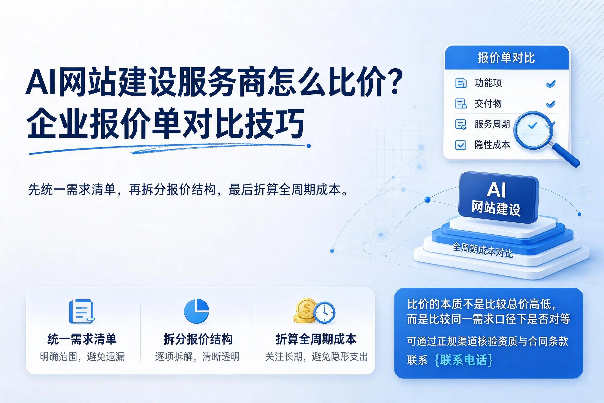AI网站建设服务商怎么比价?双河企业报价单对比技巧