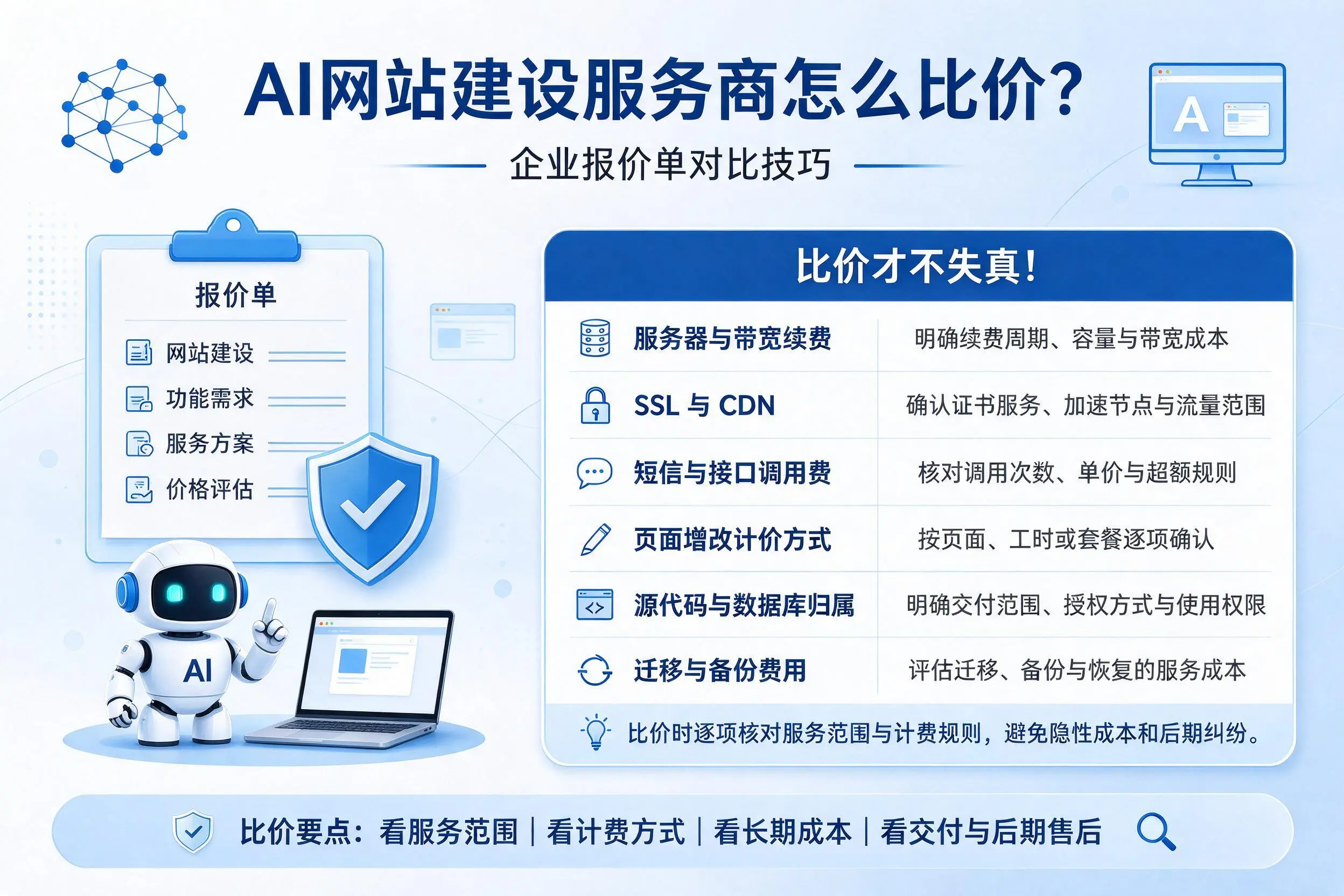 AI网站建设服务商怎么比价?双河企业报价单对比技巧