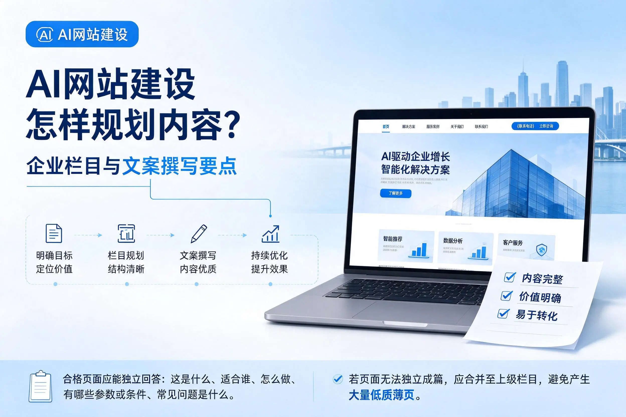 AI网站建设怎样规划内容?双河企业栏目与文案撰写要点